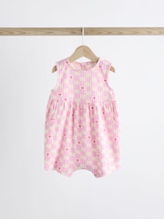 Multi Pastel Checkerboard Baby Vest 100% Cotton Rompers 3 Pack - Image 7 of 13