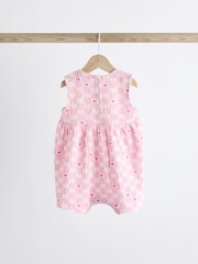 Multi Pastel Checkerboard Baby Vest 100% Cotton Rompers 3 Pack - Image 8 of 13