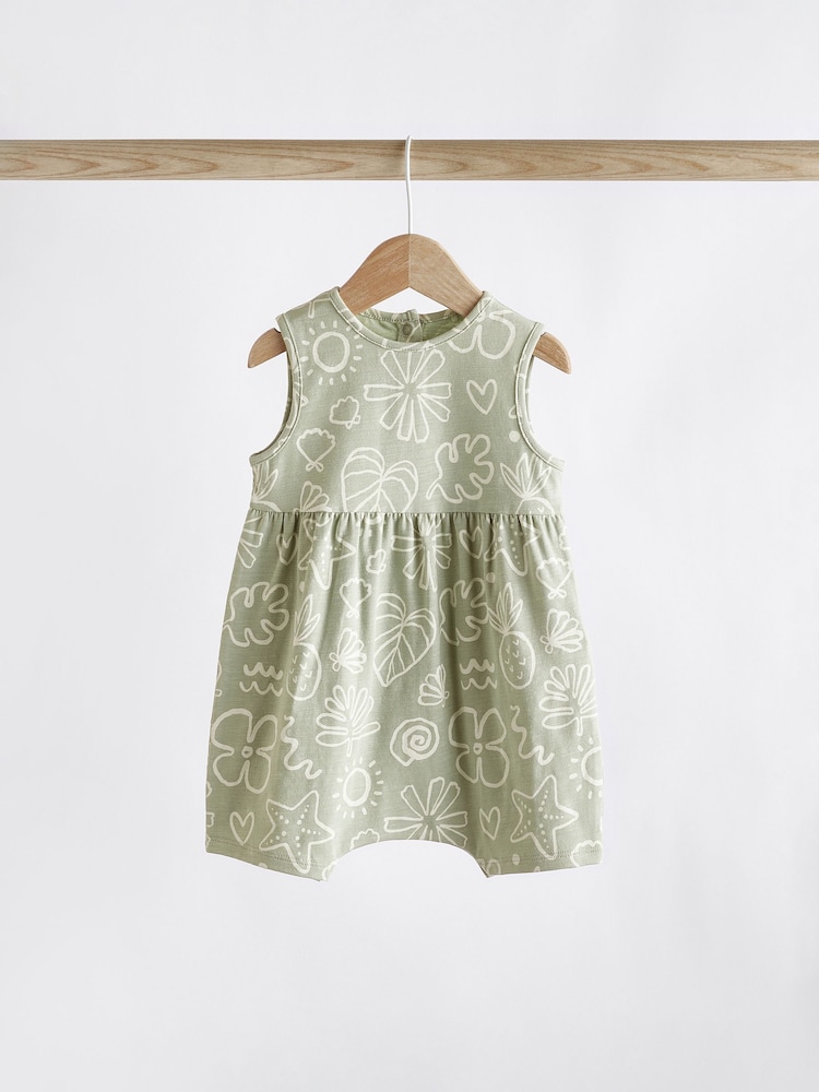 Teal Blue/ Pink/ Whire Seaside Print Baby Vest Rompers 3 Pack - Image 10 of 16
