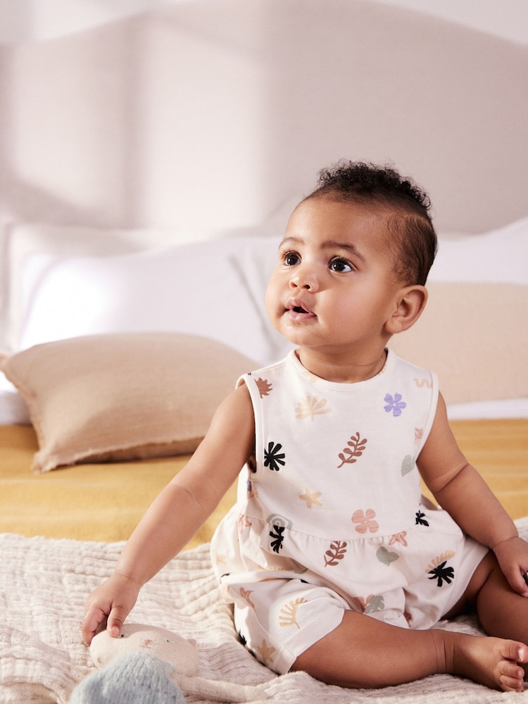 Teal Blue/ Pink/ Whire Seaside Print Baby Vest Rompers 3 Pack - Image 2 of 16