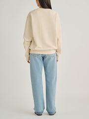 Sporty & Rich Cream Varsity Crest Crew Neck Sweatshirt - Image 3 of 5