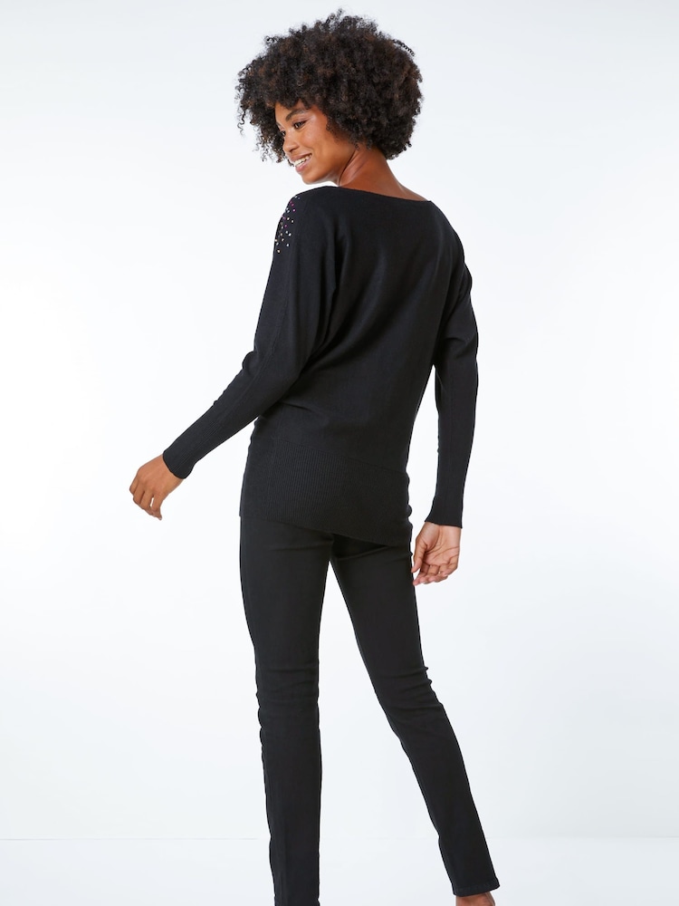 Roman Black Sparkle Embellished Jumper - Image 2 of 5