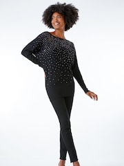 Roman Black Sparkle Embellished Jumper - Image 3 of 5