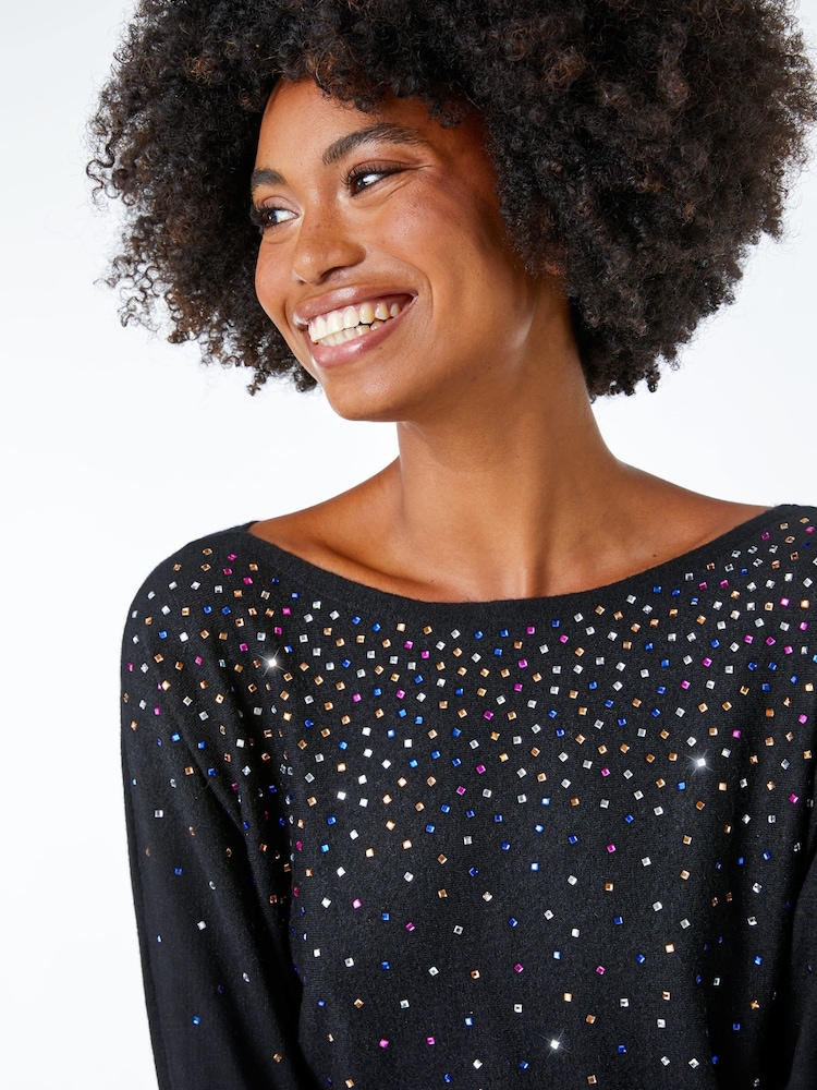 Roman Black Sparkle Embellished Jumper - Image 5 of 5
