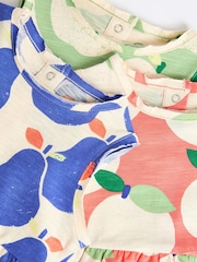 Bright Blue/Green/Orange Fruit Baby Vest Rompers 3 Pack - Image 4 of 7