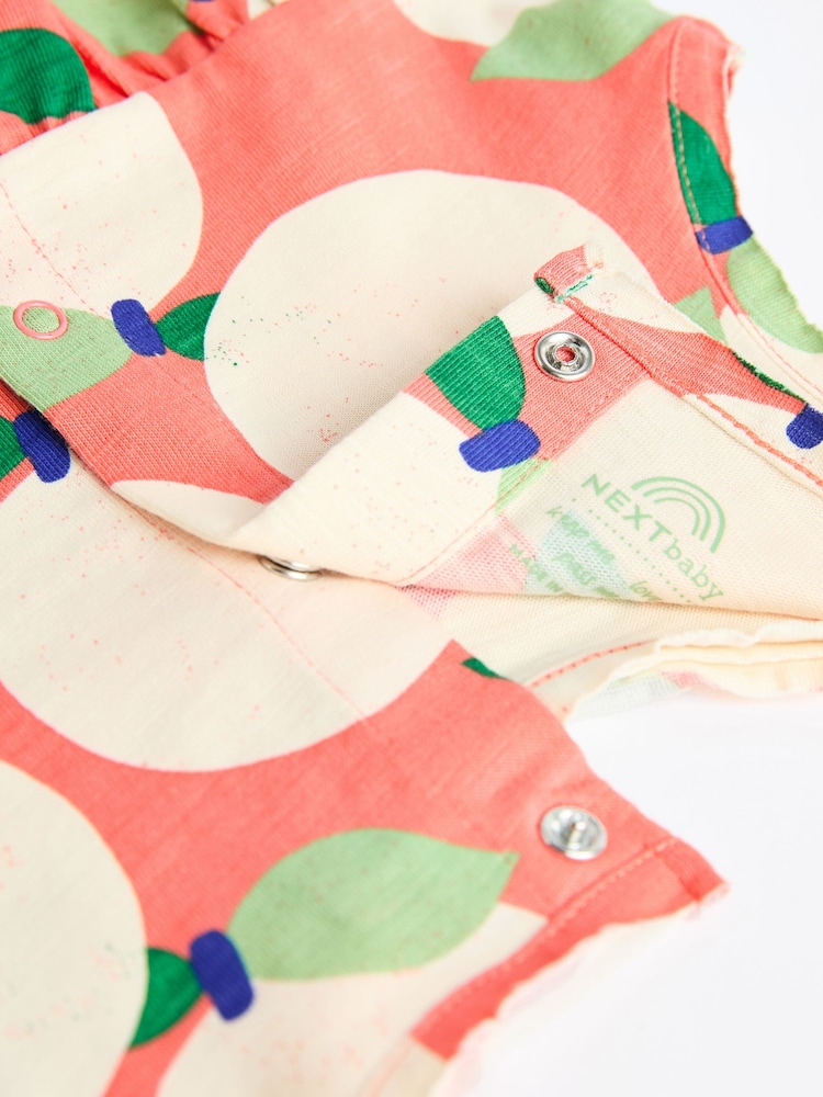 Bright Blue/Green/Orange Fruit Baby Vest Rompers 3 Pack - Image 5 of 7