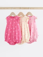 Pink/White Heart Baby Bloomer 100% Cotton Rompers 3 Pack - Image 1 of 11