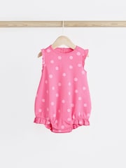 Pink/White Heart Baby Bloomer 100% Cotton Rompers 3 Pack - Image 2 of 11