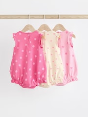Pink/White Heart Baby Bloomer 100% Cotton Rompers 3 Pack - Image 5 of 11