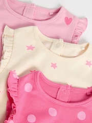 Pink/White Heart Baby Bloomer 100% Cotton Rompers 3 Pack - Image 7 of 11