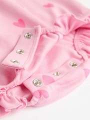 Pink/White Heart Baby Bloomer 100% Cotton Rompers 3 Pack - Image 8 of 11