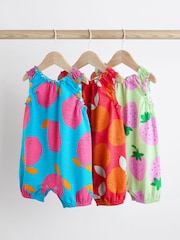 Multi Bright Fruit Baby Vest Rompers 3 Pack - Image 1 of 8