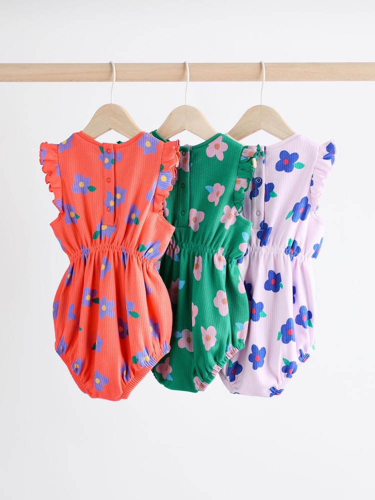 Mehrfarbig, hell geblümt - Baby Bloomer 100% Cotton Romper 3 Pack - Bild 2 von 12