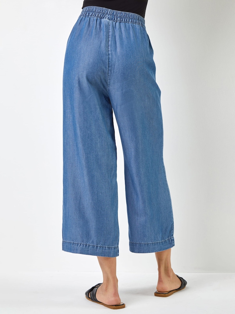 Roman Blue Tie Waist Culottes - Image 2 of 4