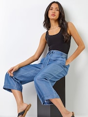 Roman Blue Tie Waist Culottes - Image 3 of 4