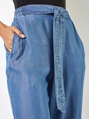 Roman Blue Tie Waist Culottes - Image 4 of 4