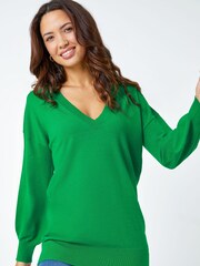 Roman Green V-Neck Long Sleeve Jumper - Image 1 of 5