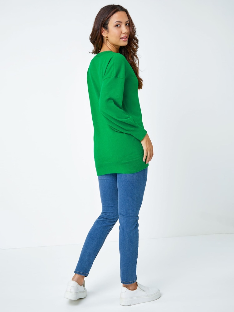Roman Green V-Neck Long Sleeve Jumper - Image 2 of 5