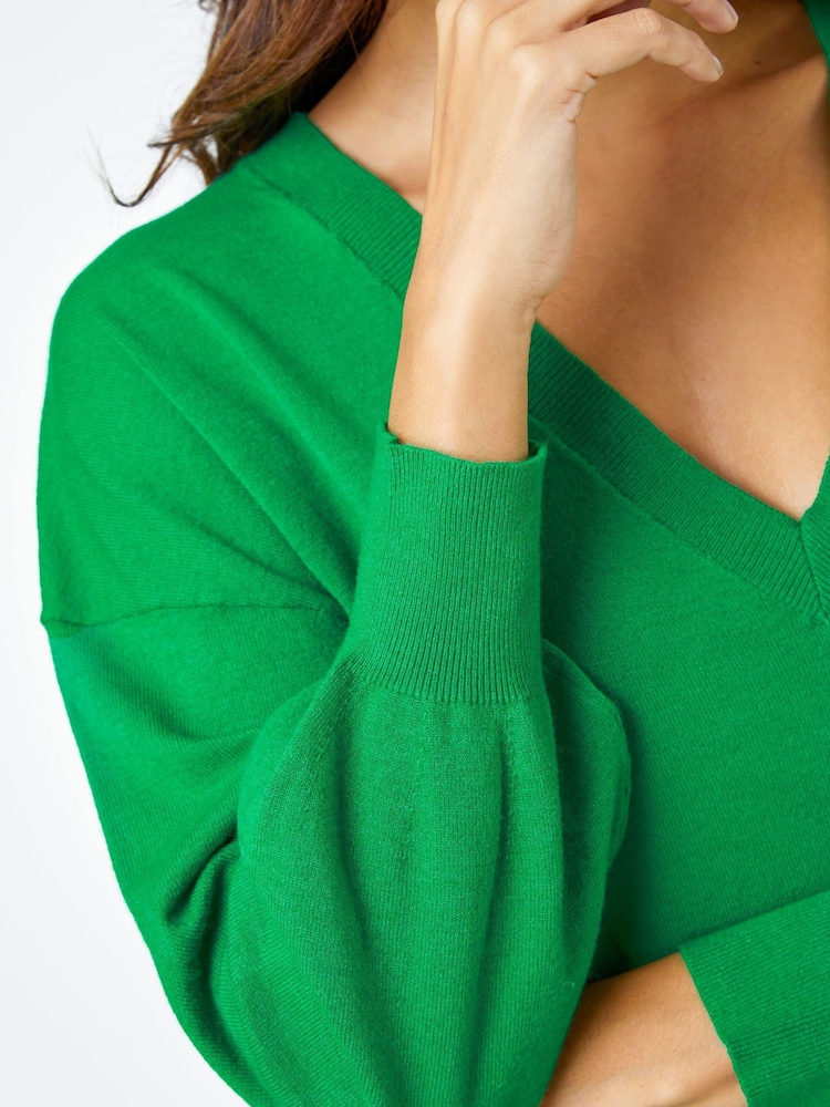 Roman Green V-Neck Long Sleeve Jumper - Image 5 of 5