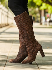 Animalprint/Braun - Sosandar Kniehohe Stiefel aus Veloursleder mit Reißverschluss - Bild 2 von 5
