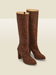 Animalprint/Braun - Sosandar Kniehohe Stiefel aus Veloursleder mit Reißverschluss - Bild 4 von 5