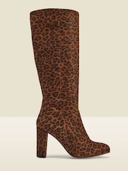 Animalprint/Braun - Sosandar Kniehohe Stiefel aus Veloursleder mit Reißverschluss - Bild 5 von 5