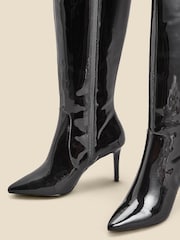 Sosandar Black Patent Leather Stiletto Knee High Boots - Image 3 of 3