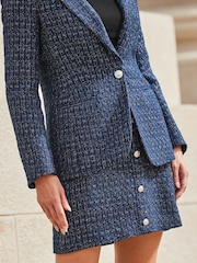 Sosandar Blue Boucle Single Breasted Blazer - Image 5 of 5