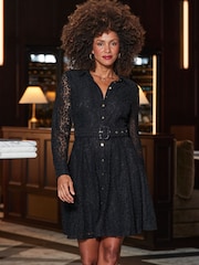 Sosandar Black Lace Shirt Dress - Image 3 of 5