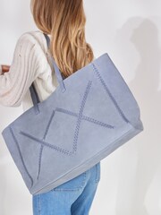 Niebieski - Oversized Leather Shopper Bag - Image 1 of 8