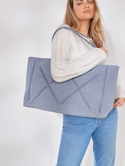 Niebieski - Oversized Leather Shopper Bag - Image 2 of 8