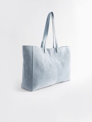 Niebieski - Oversized Leather Shopper Bag - Image 5 of 8