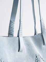 Niebieski - Oversized Leather Shopper Bag - Image 6 of 8