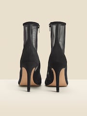 Sosandar Black Suede Stiletto With Mesh Panel Ankle Boots - Image 3 of 4