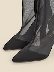 Sosandar Black Suede Stiletto With Mesh Panel Ankle Boots - Image 4 of 4