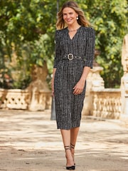 Sosandar Black Boucle Pencil Dress - Image 3 of 5