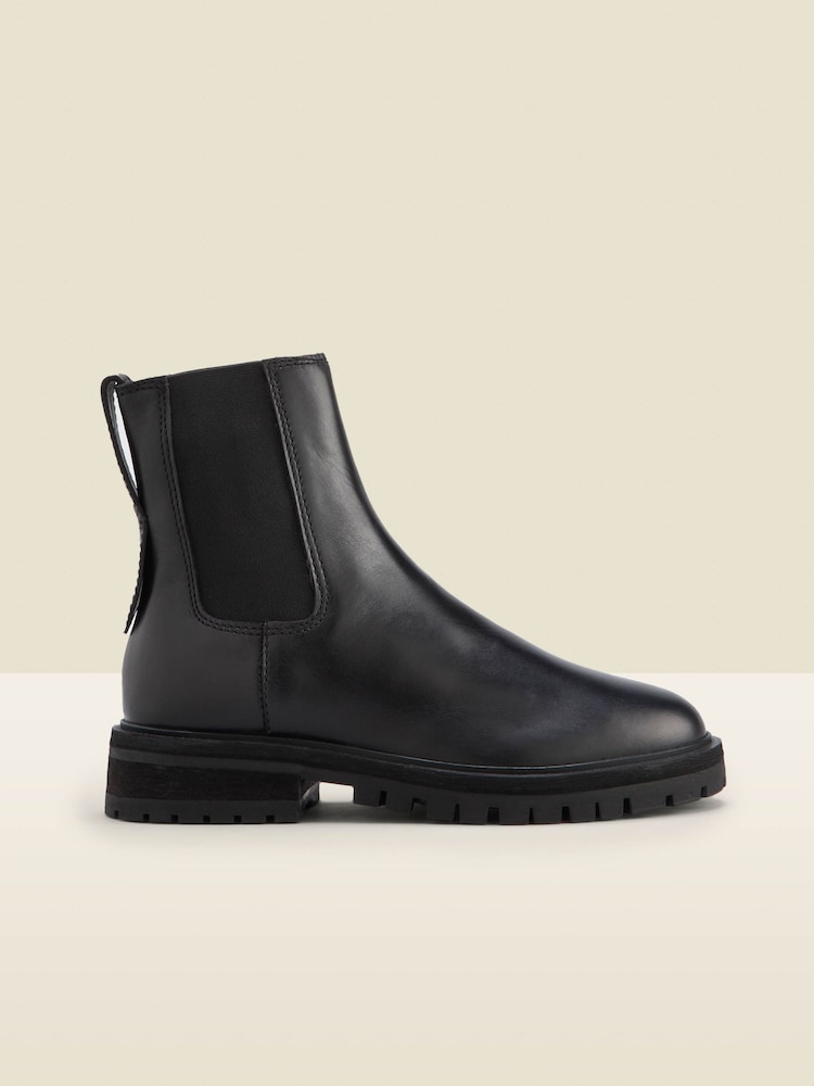 Sosandar Black Chunky Sole Leather Chelsea Boot - Image 1 of 5