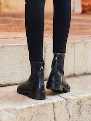 Sosandar Black Chunky Sole Leather Chelsea Boot - Image 5 of 5