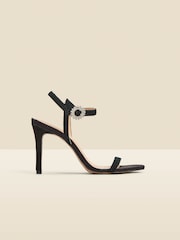 Sosandar Black Diamante And Suede Buckle Square Toe Sandals - Image 2 of 5