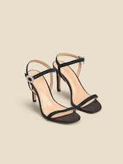 Sosandar Black Diamante And Suede Buckle Square Toe Sandals - Image 3 of 5