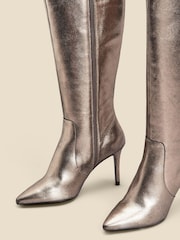 Sosandar Grey Leather Stiletto Heel Knee High Boots - Image 3 of 3