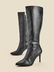 Sosandar Black Leather Stiletto Heel Knee High Boots - Image 5 of 5