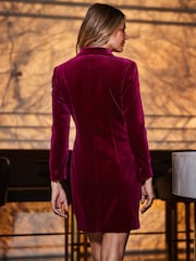 Sosandar Pink Velvet Blazer Dress - Image 2 of 5