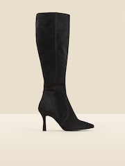 Sosandar Black Suede Flared Heels Knee High Boots - Image 2 of 5