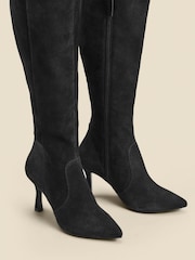Sosandar Black Suede Flared Heels Knee High Boots - Image 5 of 5