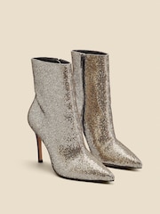 Sosandar Gold Glitter Pointed Toe Ankle Boots - Image 1 of 3