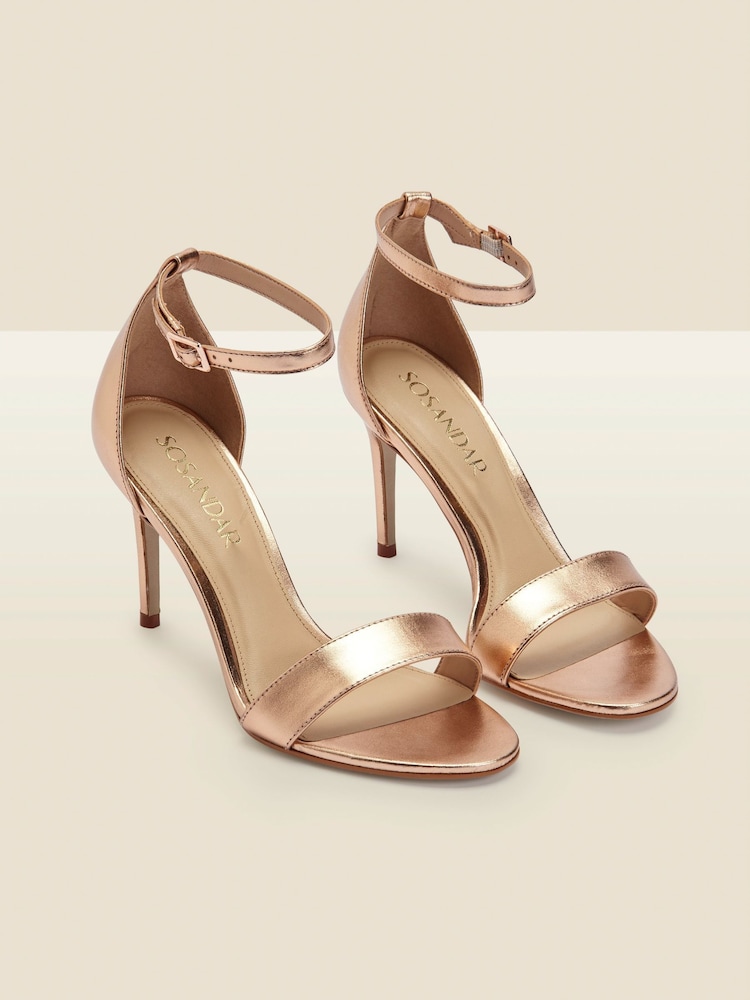 Sosandar Gold Barely There High Heel Sandals - Image 2 of 3