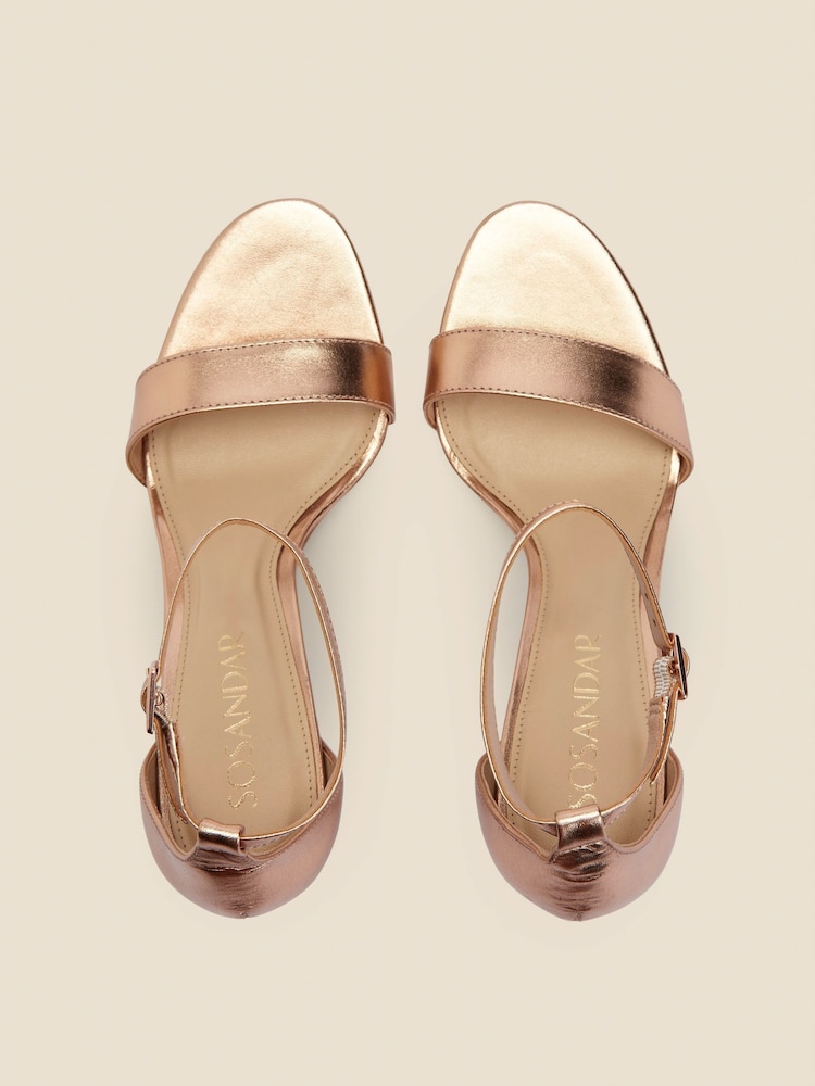 Sosandar Gold Barely There High Heel Sandals - Image 3 of 3