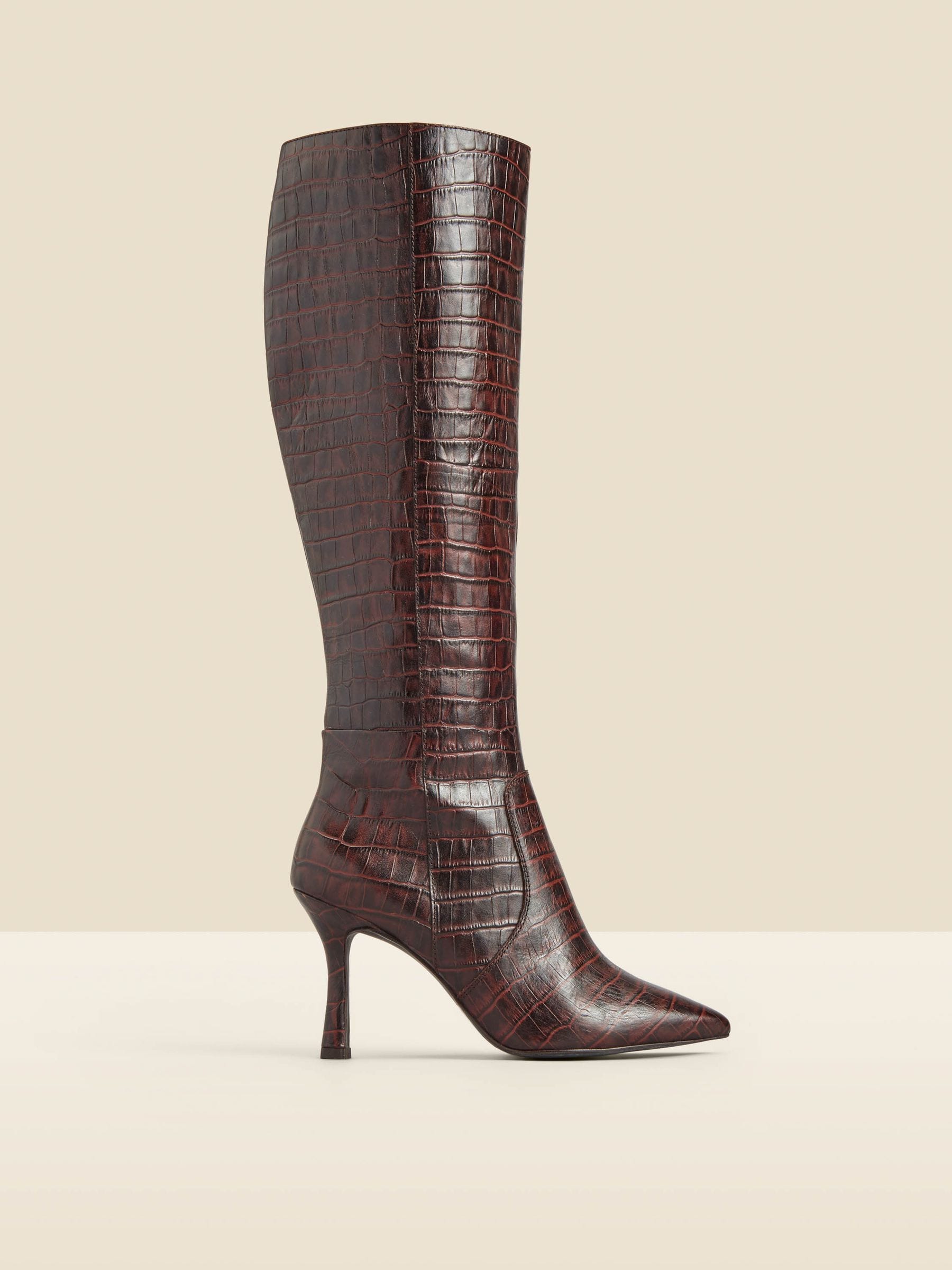Brown croc booties hot sale