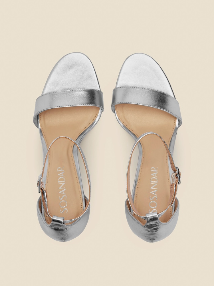 Sosandar Silver Barely There High Heel Sandals - Image 3 of 3